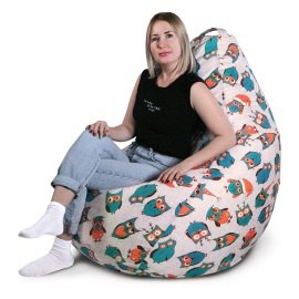 Кресло-мешок груша Ночные Новогодние совы, размер XХXХL-Комфорт, мебельный хлопок 1