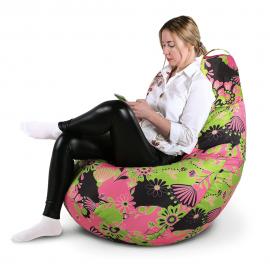 Кресло-мешок груша Цветы розовые, размер XХХL-Стандарт, мебельный хлопок 6