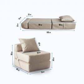 Бескаркасное Кресло-кровать Наска Лето, размер ХXXХL, мебельный велюр 0