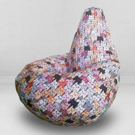 Кресло-мешок груша Коты серые, размер ХХL-Миди, оксфорд