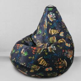 Кресло-мешок груша Морское приключение, размер ХХL-Миди, мебельный хлопок