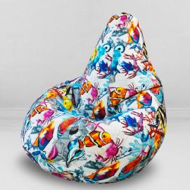 Кресло-мешок груша Рыбки, размер ХХL-Миди, мебельный хлопок