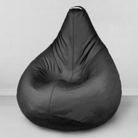 Кресло-мешок груша Черный, размер ХХL-Миди, экокожа