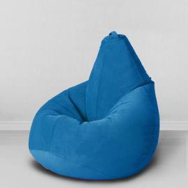 Кресло-мешок груша Сине-голубой, размер ХХL-Миди, мебельный велюр 0