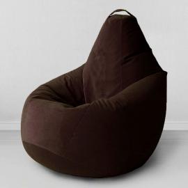 Кресло-мешок груша Темный шоколад, размер ХХL-Миди, мебельный велюр