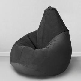 Кресло-мешок груша Черный, размер ХХL-Миди, мебельный велюр