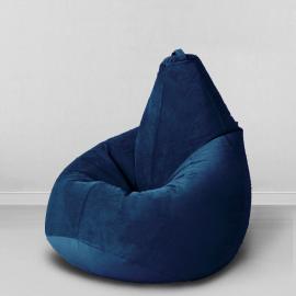 Кресло-мешок груша Темно-синий, размер XХХL-Стандарт, мебельный велюр 0