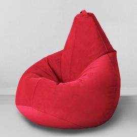 Кресло-мешок груша Красный, размер XХХL-Стандарт, мебельный велюр 0