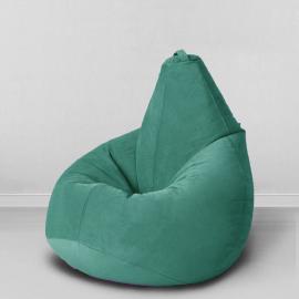 Кресло-мешок груша Темный Ментол, размер XХХXL-Комфорт, мебельный велюр 0