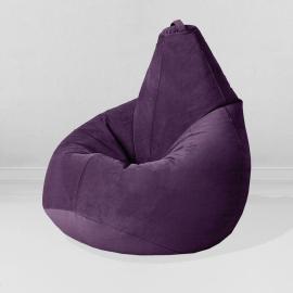 Кресло-мешок груша Баклажан, размер XL-Компакт, мебельный велюр Киви