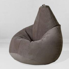 Кресло-мешок груша Горький шоколад, размер XL-Компакт, мебельный велюр