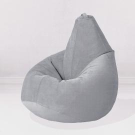 Кресло-мешок груша Сталь, размер XL-Компакт, мебельный велюр