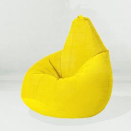 Кресло-мешок груша Желтый, размер XL-Компакт, мебельный велюр 0