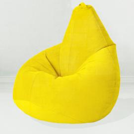 Кресло-мешок груша Желтый, размер XХХL-Стандарт, мебельный велюр Киви