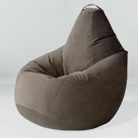 Кресло-мешок груша Горький шоколад, размер XХХXL-Комфорт, мебельный велюр Киви