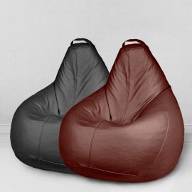Два кресла-мешка по цене одного Черный и Шоколад, размер XXXL-Стандарт, экокожа 0