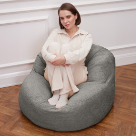 Кресло бескаркасное Bubble, размер 4XL, букле, светло-серый 5 Кресло бескаркасное Bubble, размер 4XL, букле, светло-серый 5