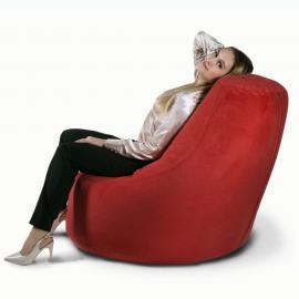 Кресло-пуф Люкс Красный, размер XXХХL-Комфорт, мебельный велюр 0