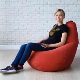 Кресло-мешок груша Красный, размер XХХL-Стандарт, мебельный велюр 6