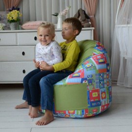 Пуфик-мешок для малышей Емеля Роботы салатовый, мебельный хлопок 1