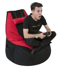 Кресло-мешок игровое кресло Геймер Черно-красное, размер ХXXХL, мебельный велюр 1
