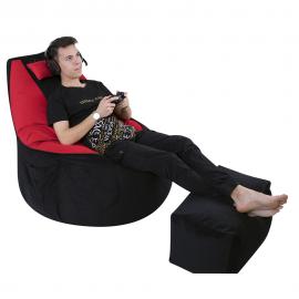 Кресло-мешок игровое кресло Геймер Черно-красное, размер ХXXХL, мебельный велюр 2