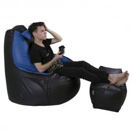 Кресло-мешок игровое кресло Геймер Черно-синее, размер ХXXХL, экокожа 1