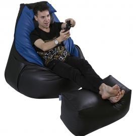 Кресло-мешок игровое кресло Геймер Черно-салатовое, размер ХXXХL, экокожа 0