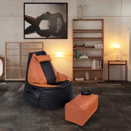 Кресло-мешок игровое кресло Геймер Черно-оранжевое, размер ХXXХL, экокожа 5