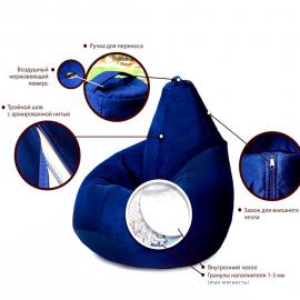 Кресло-мешок груша Антрацит, размер XL-Компакт, мебельный велюр 0