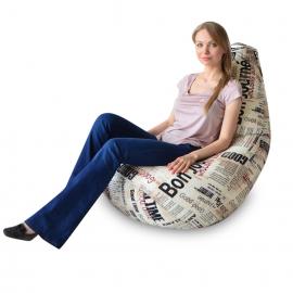Кресло-мешок груша Газета, размер XХХL-Стандарт, мебельный хлопок 0