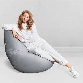 Кресло-мешок груша Сталь, размер XХХL-Стандарт, мебельный велюр 1