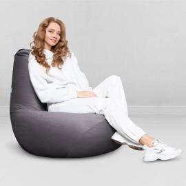 Кресло-мешок груша Антрацит, размер XХХL-Стандарт, мебельный велюр 1