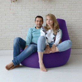 Кресло-мешок груша Фиолетовый, размер XХXХL-Комфорт, экокожа 2