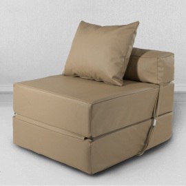 Бескаркасное Кресло-кровать Бежевая, размер ХXXХL, экокожа
