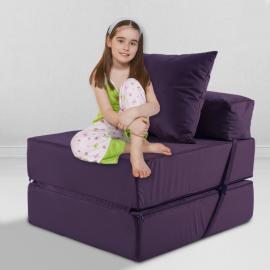 Бескаркасное Кресло-кровать Баклажан, размер ХXXХL, мебельный велюр 0