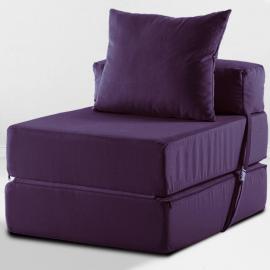Бескаркасное Кресло-кровать Баклажан, размер ХXXХL, мебельный велюр 0