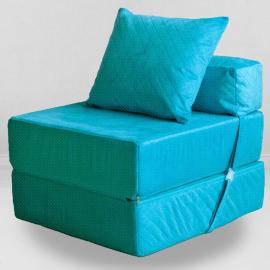 Бескаркасное Кресло-кровать Бирюза, размер ХXXХL, мебельный велюр Киви
