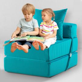 Бескаркасное Кресло-кровать Бирюза, размер ХXXХL, мебельный велюр 0
