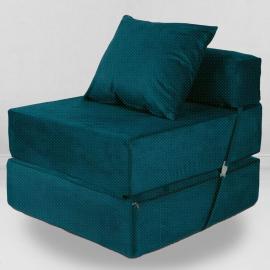 Бескаркасное Кресло-кровать Глубокая бирюза, размер ХXXХL, мебельный велюр 0