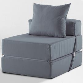 Бескаркасное Кресло-кровать Сталь, размер ХXXХL, мебельный велюр