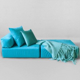 Бескаркасное Кресло-кровать Бирюза, размер ХXXХL, мебельный велюр 1