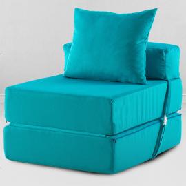 Бескаркасное Кресло-кровать Бирюза, размер ХXXХL, мебельный велюр 0