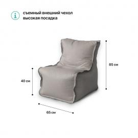 Бескаркасное кресло Лофт Бежевый, размер ХXXХL, мебельный велюр 0