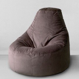 Кресло-пуф Люкс Горький шоколад, размер XXХХL-Комфорт, мебельный велюр 0