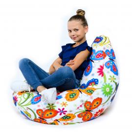 Кресло-мешок груша Бабочки, размер XL-Компакт, мебельный хлопок 2
