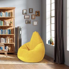Кресло-мешок груша Желтый, размер XХХXL-Комфорт, мебельный велюр 4