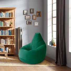 Кресло-мешок груша Темный изумруд, размер XХХXL-Комфорт, мебельный велюр 0