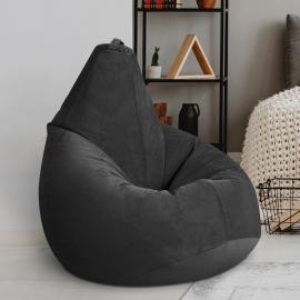 Кресло-мешок груша Черный, размер XХХXL-Комфорт, мебельный велюр 0