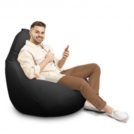 Кресло-мешок груша Черный, размер XХХXL-Комфорт, мебельный велюр 0